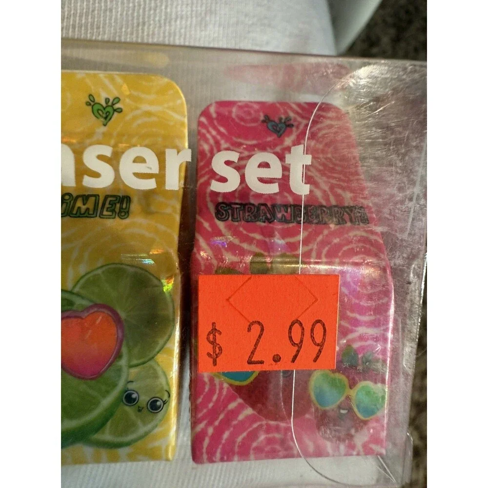 Justice New Fruit Scented Erasers Four Fun Fruit Flavors lemon orange pineapple
